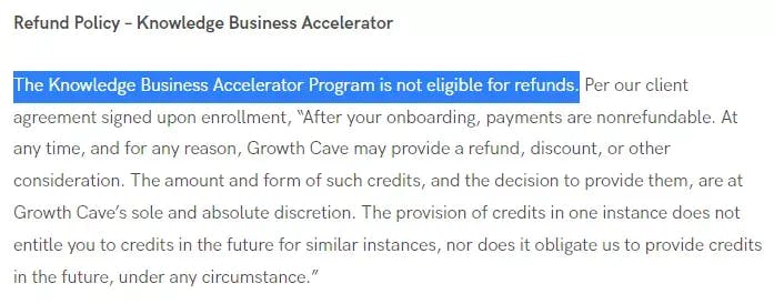 Growth Cave refund policy