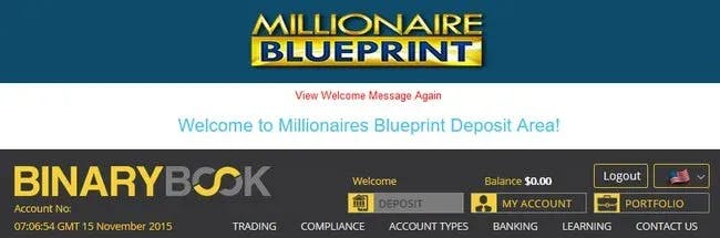 Millionaires Blueprint Deposit Page