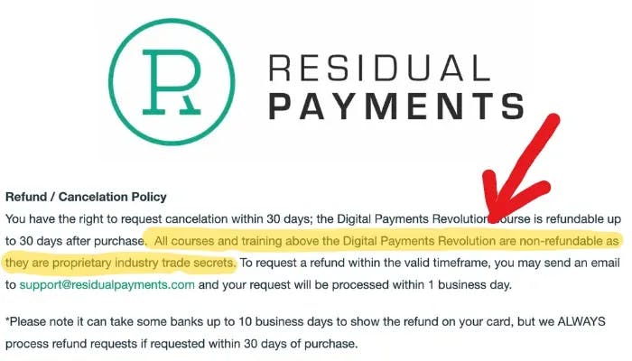 Residual Payments - Refund Policy