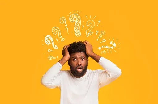 Shocked Black Guy With Question Mark Over His Head Stock Photo - Download Image Now - iStock