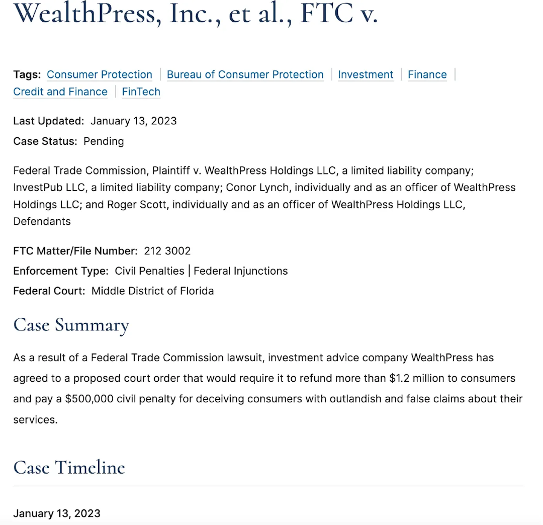 WealthPress Vs FTC