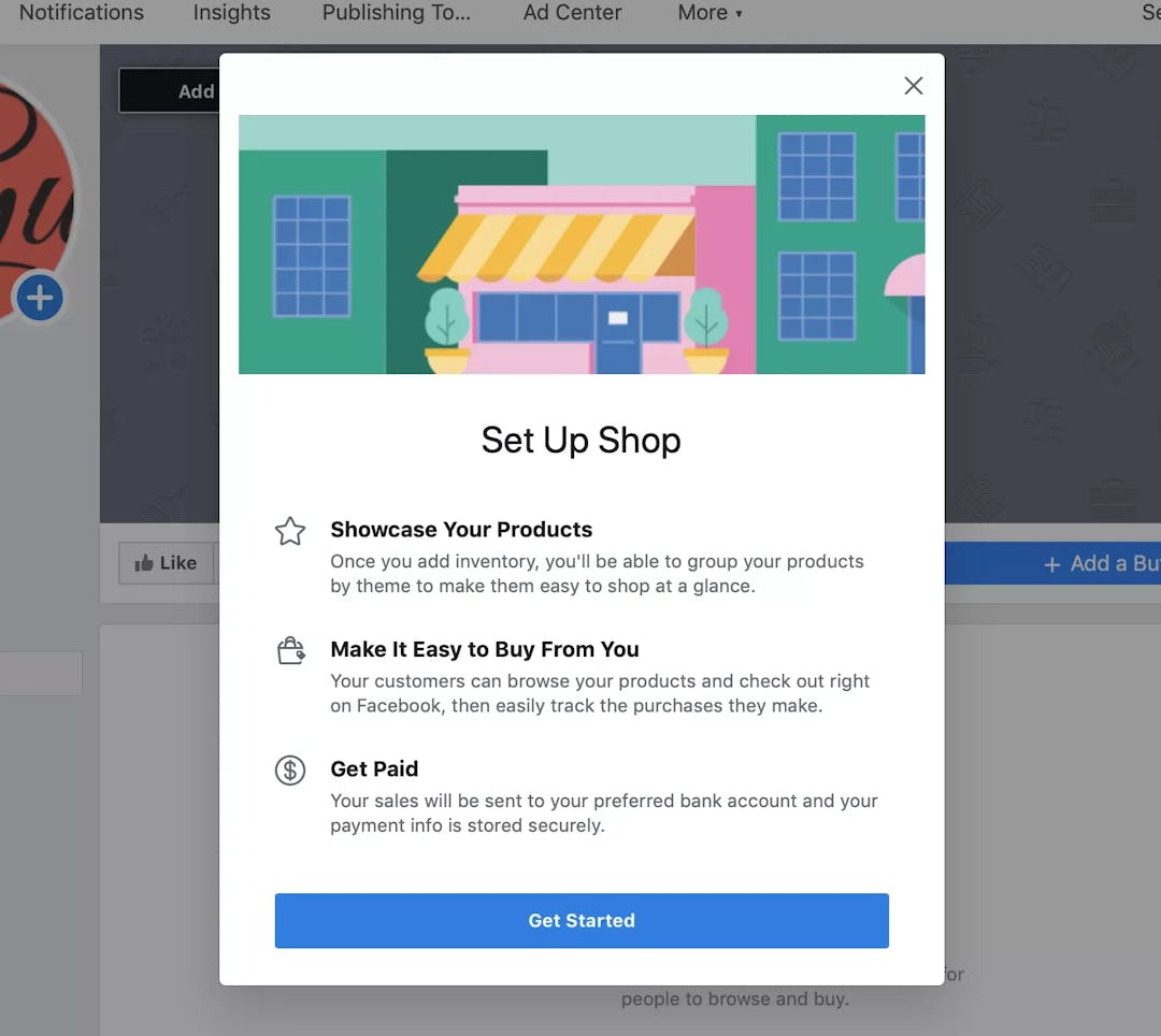 create a page for facebook dropshipping