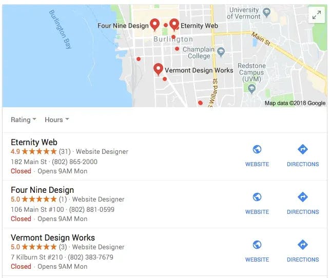 google maps listings