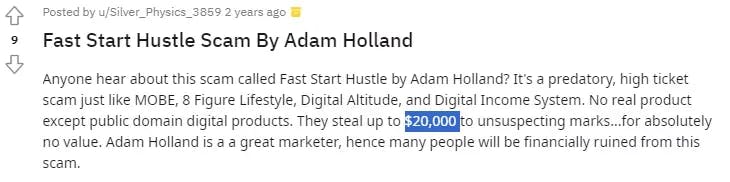 how much does fast start side hustle cost