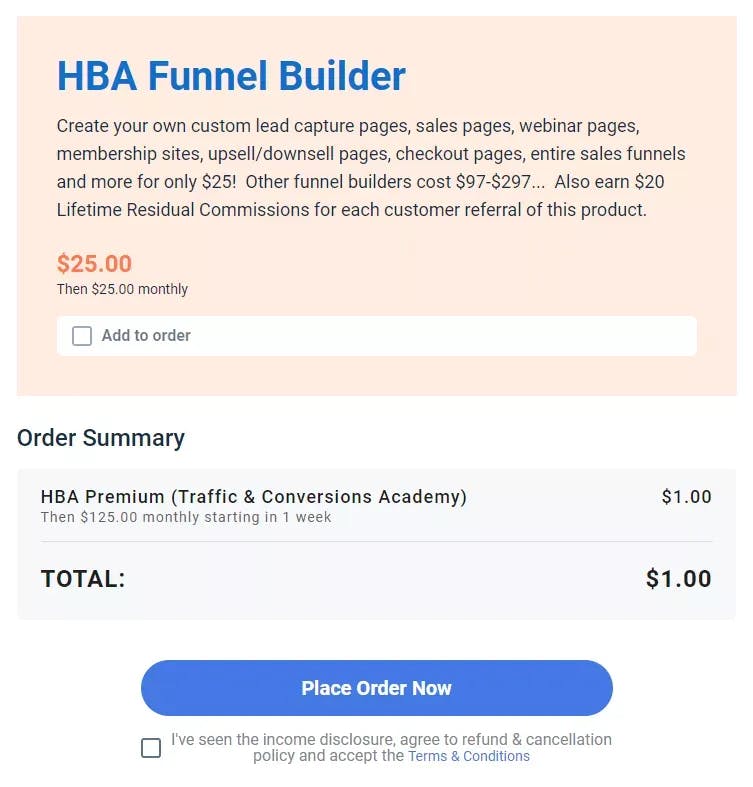 how much does hba funnel builder cost