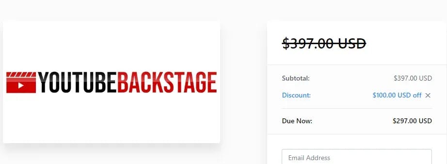 how much does youtube backstage cost