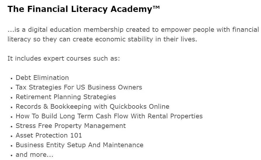 the home business academy financial literacy