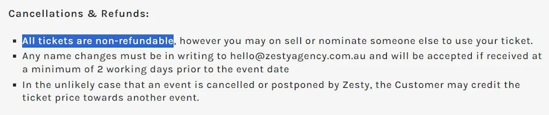zesty agency refund policy
